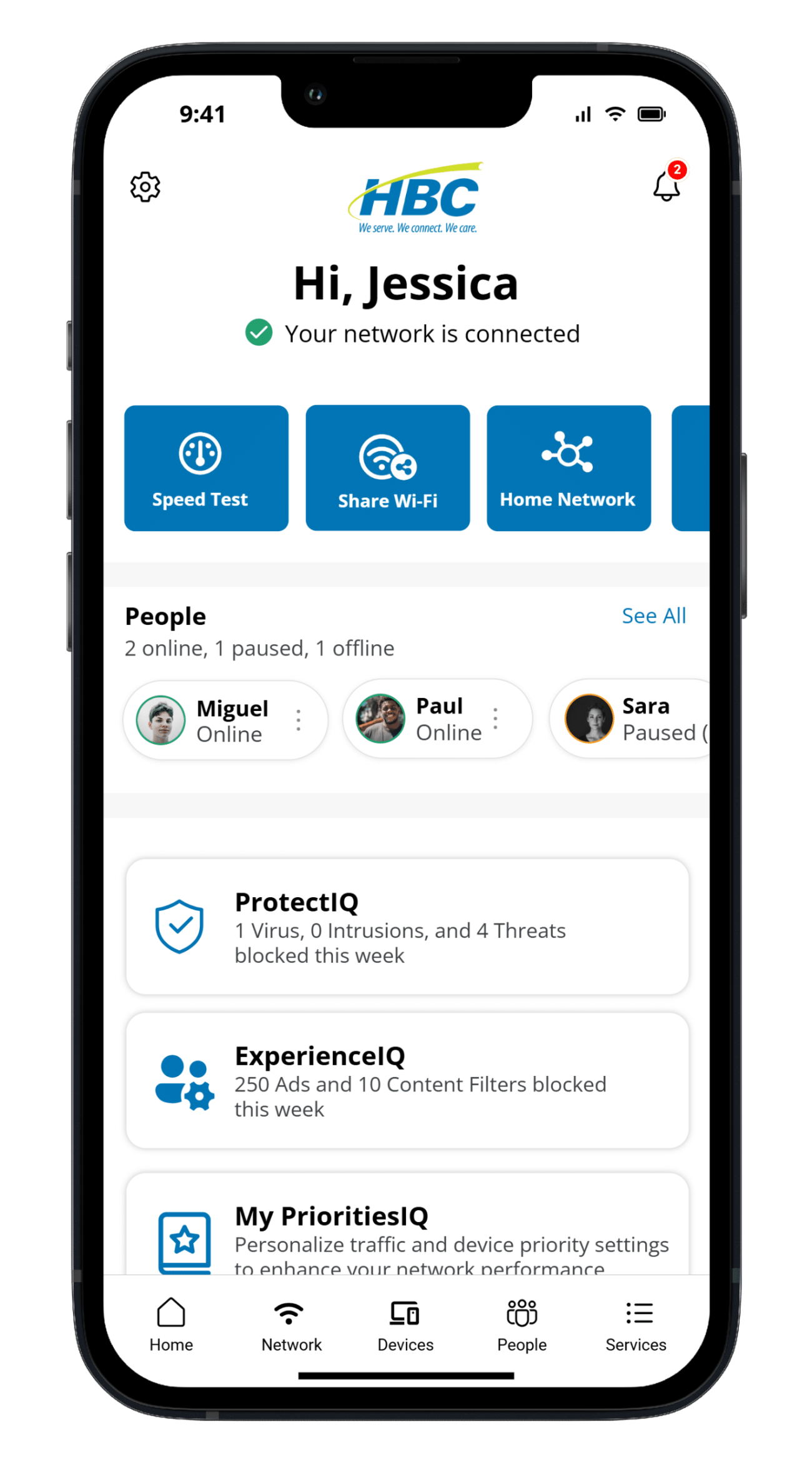 Hbc Gigahome App (Home Screen/Main Dashboard)